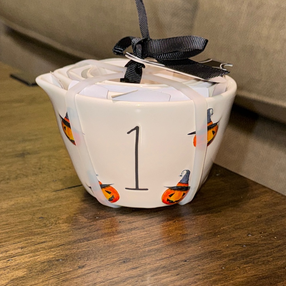NWT Rae Dunn Seasonal Halloween Themed Measuring Cups set of 4 CERAMIC pumpkin